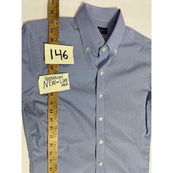 Proper Cloth Shirt Light Blue Check Size Small 19x30 100% Cotton - Picture 4 of 9